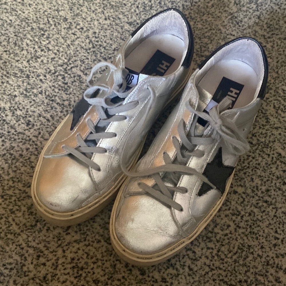 Silver golden goose shoes size 39.